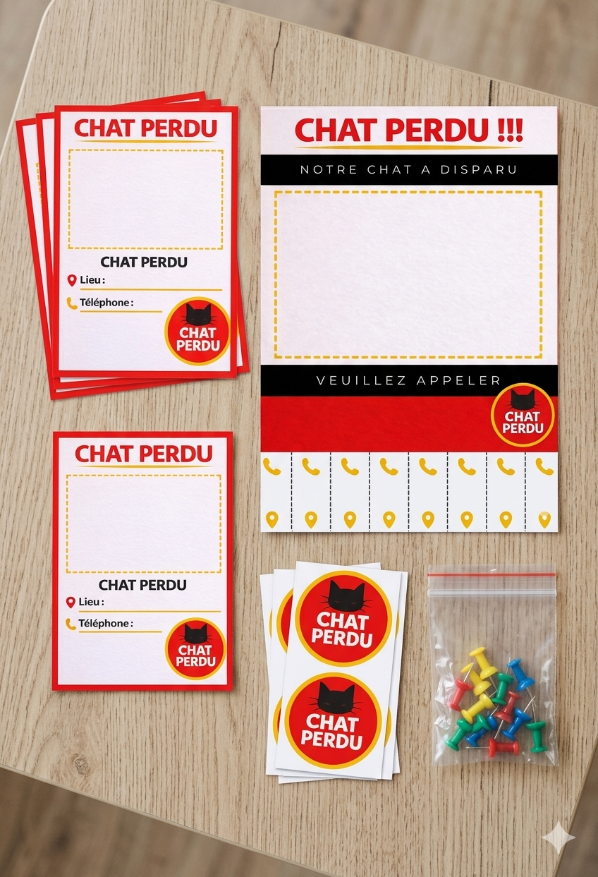 Pack Signalement & Affichage "Chat Perdu" (20 Affiches + Guide)