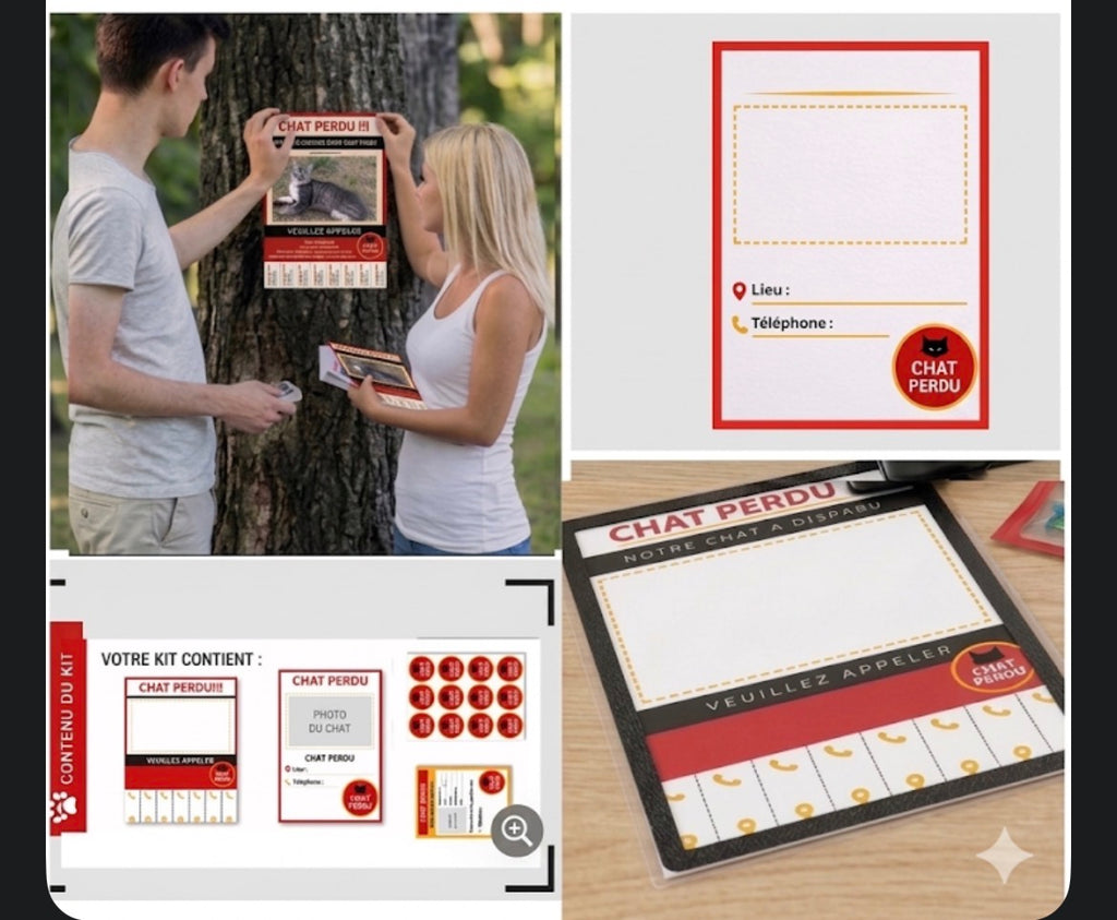 Kit d'Affiches "Chat Perdu" Personnalisable – Pack Complet d'Urgence