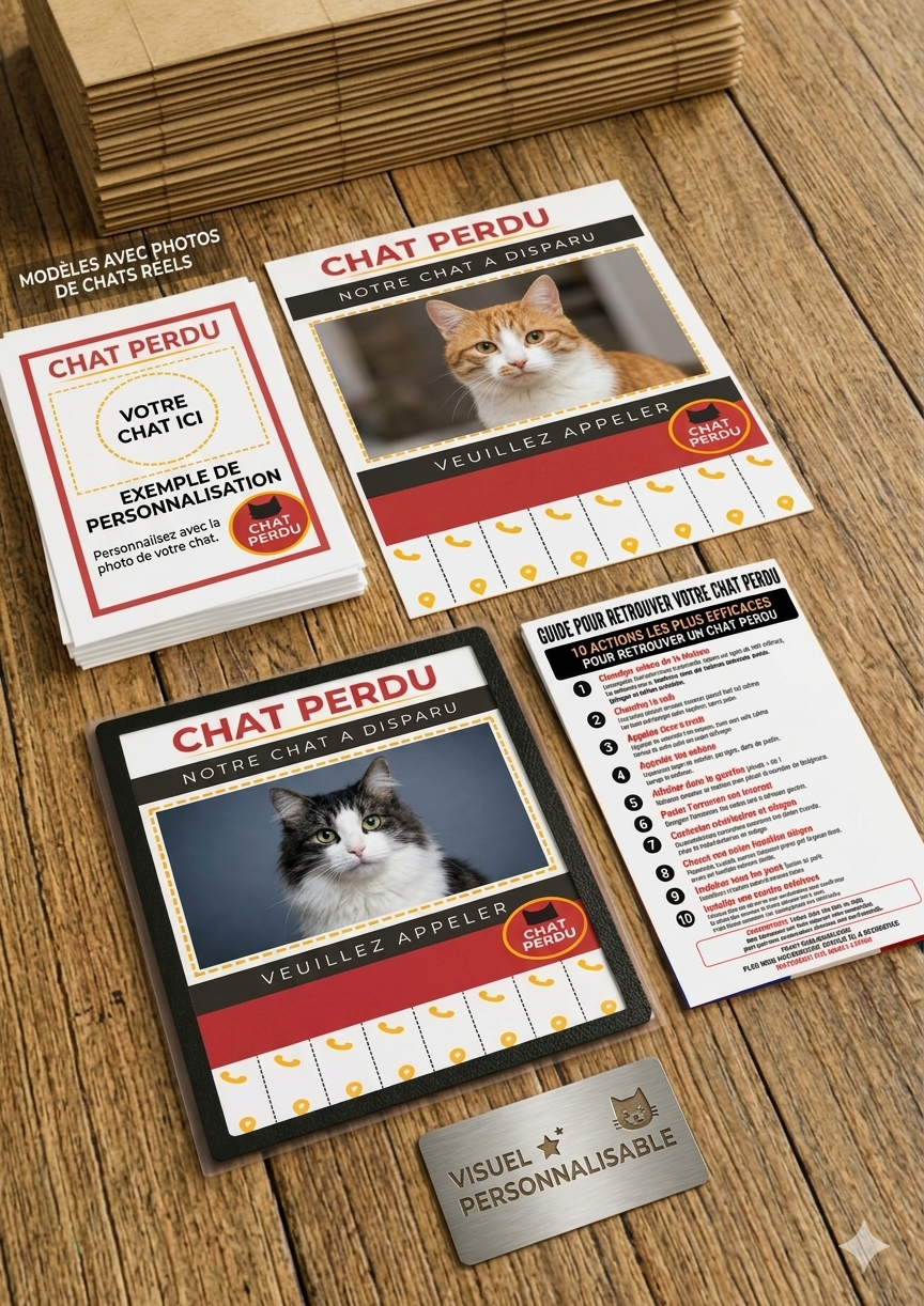 Kit d'Affiches "Chat Perdu" Personnalisable – Pack Complet d'Urgence